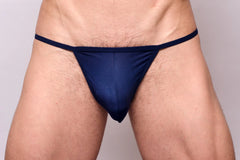 Navy blue thong from 3-pack pride metro string bikini made of smooth stretchable fabric with narrow waistband and minimal coverage