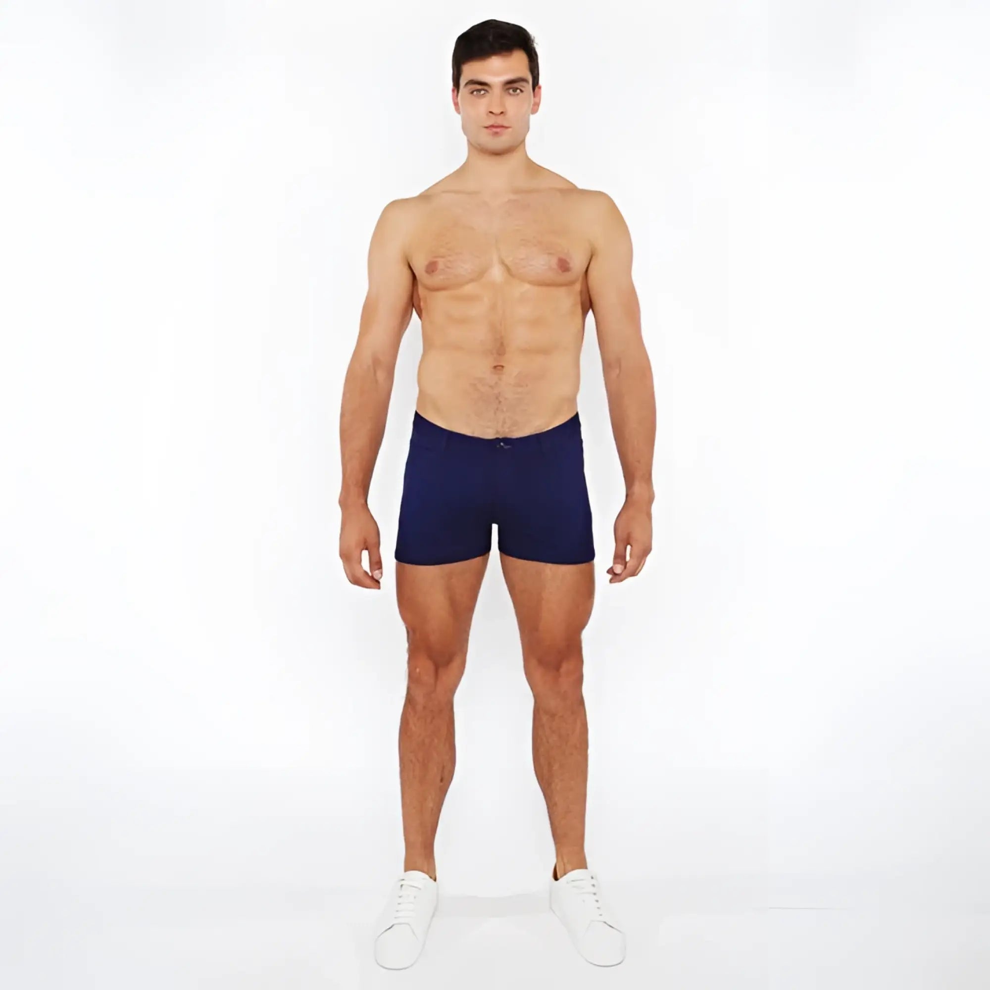 Navy blue 3 inch stretch knit duo tone briefs showcasing comfortable stretch fabric and sleek design