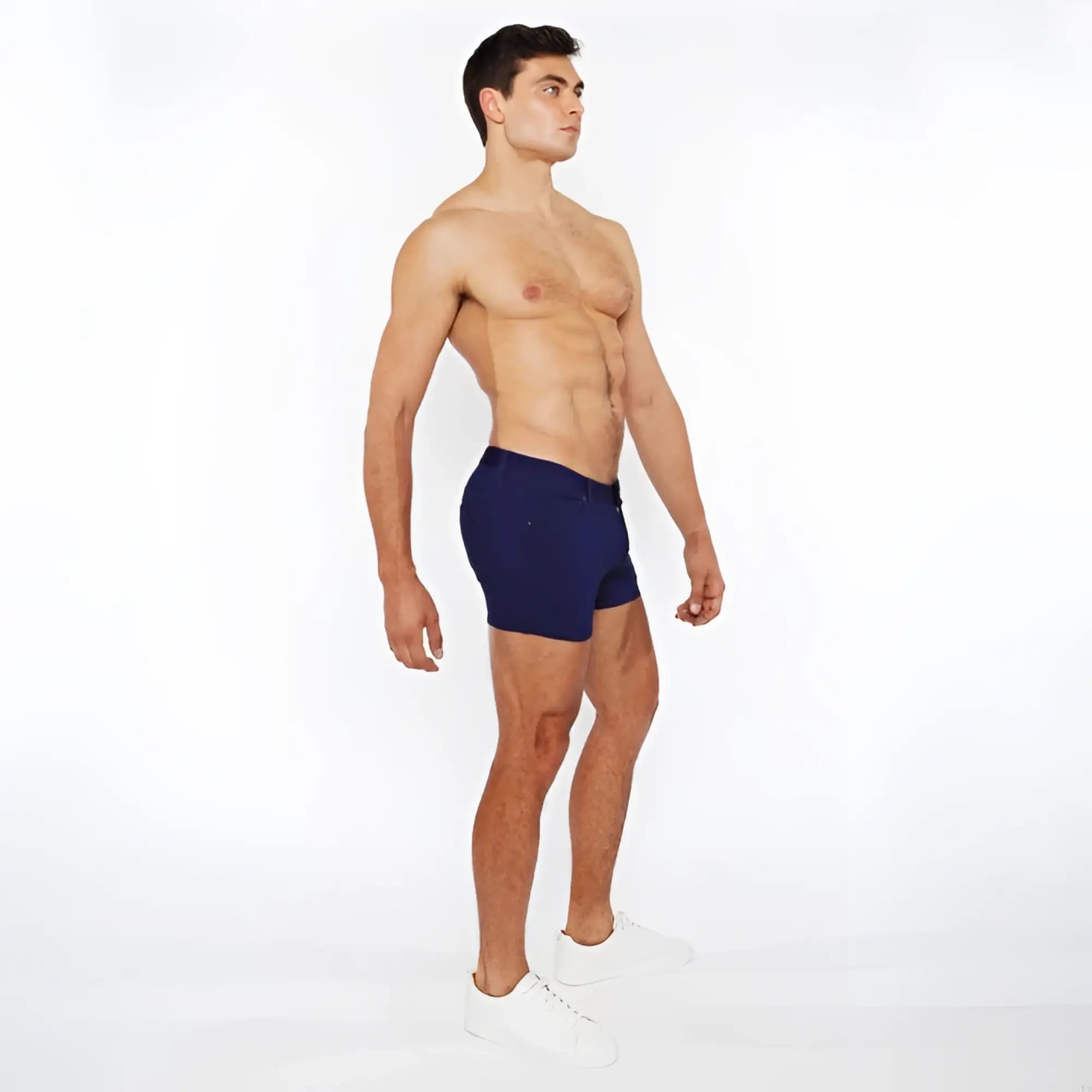Navy blue 3 inch stretch knit duo tone athletic briefs showcasing breathable stretch fabric for active wear