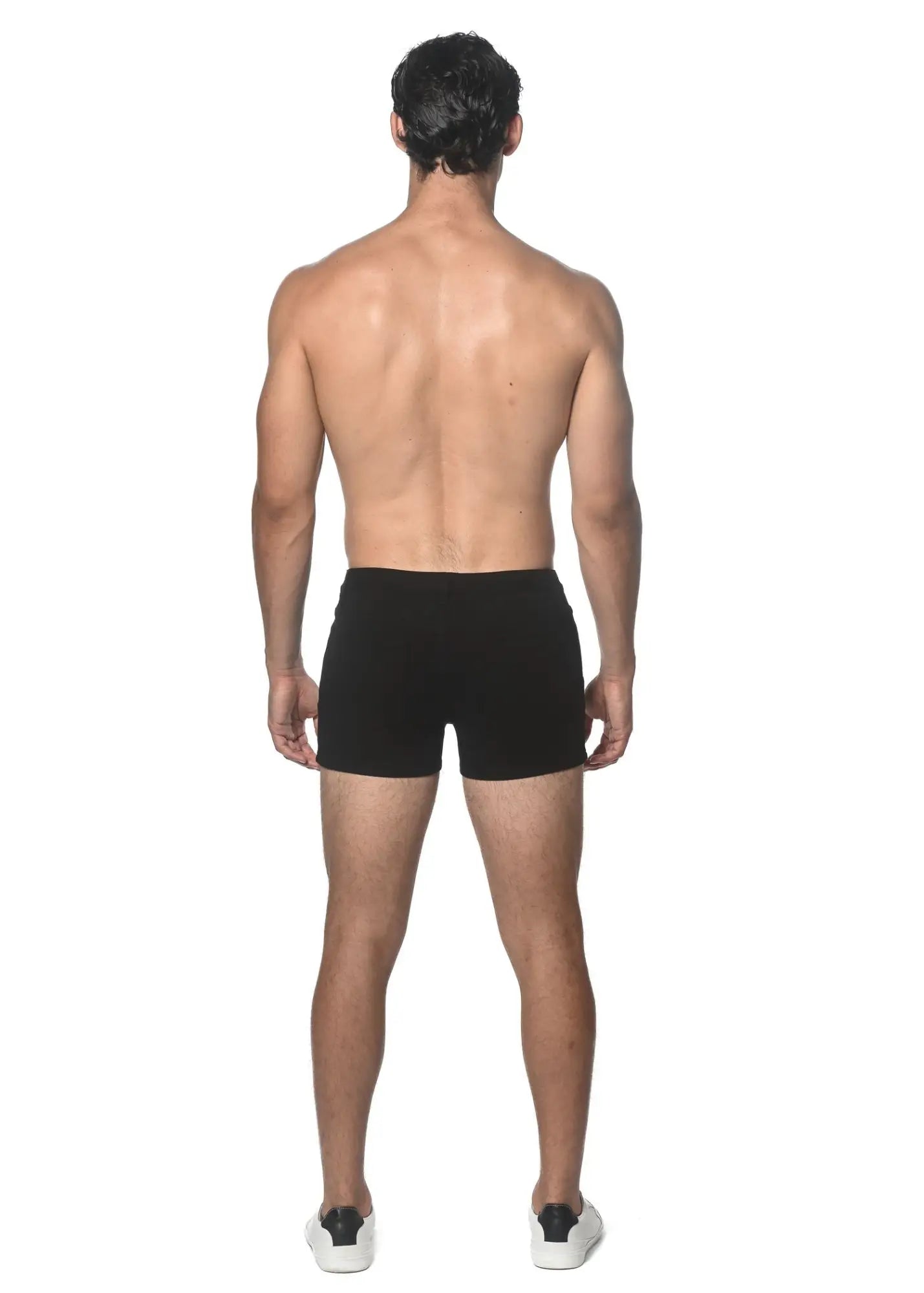 Black 3 inch stretch knit short briefs made of soft stretch fabric for comfortable everyday wear
