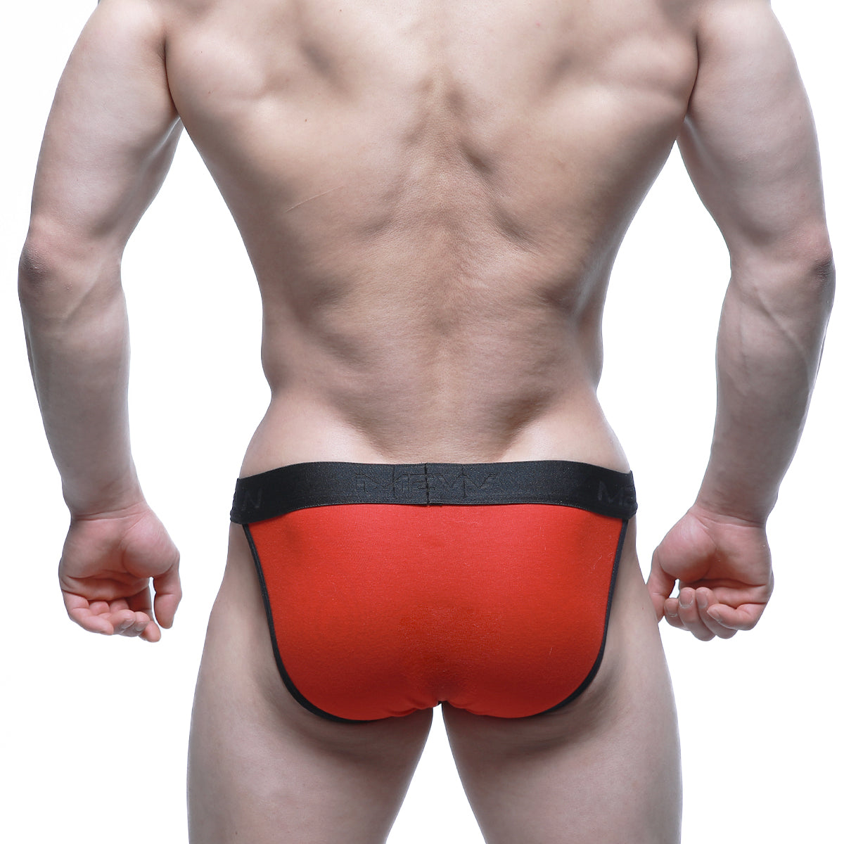 MetroMaleWear contrast bikini briefs in red and black with a sleek form-fitting design for comfortable wear