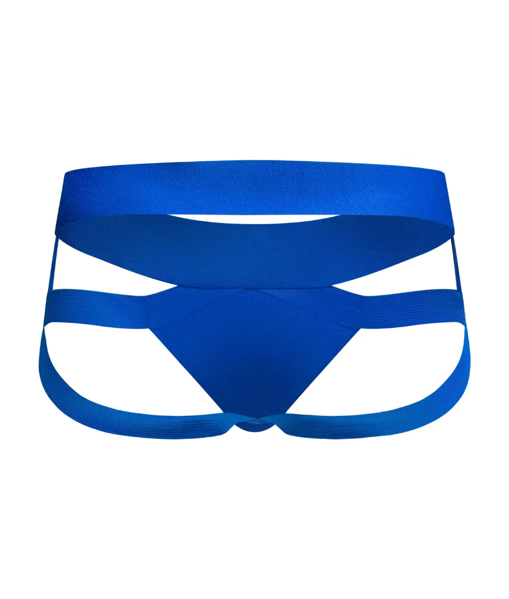 Men’s x jockstrap blue athletic briefs with a supportive strappy design for active wear