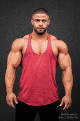 Jed North Herren Retro Washed Bodybuilding Stringer - Karmesinrot