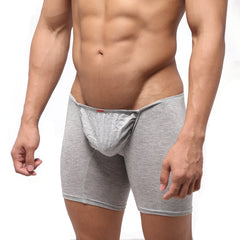 Gray heathered mens briefs with contoured pouch and elastic waistband metro male wear bosillo long boxer gray 3514-10