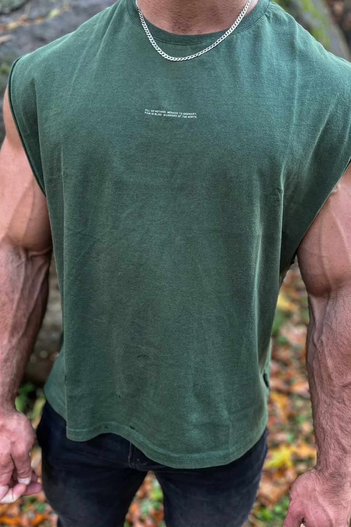 Jed North Herren Box Cut Muscle-Shirt - Waldgrün