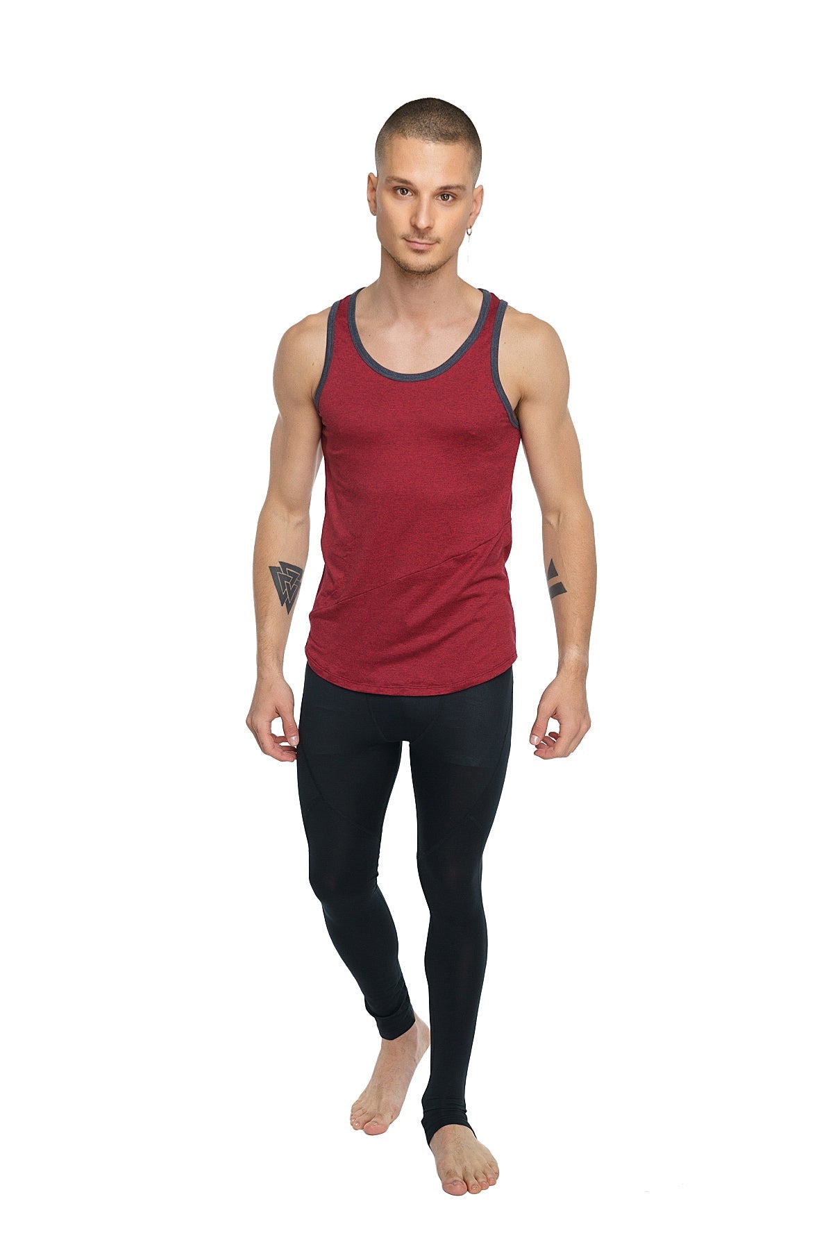 Red tank top with dark gray trim in brick red perfect tank style made for casual wear