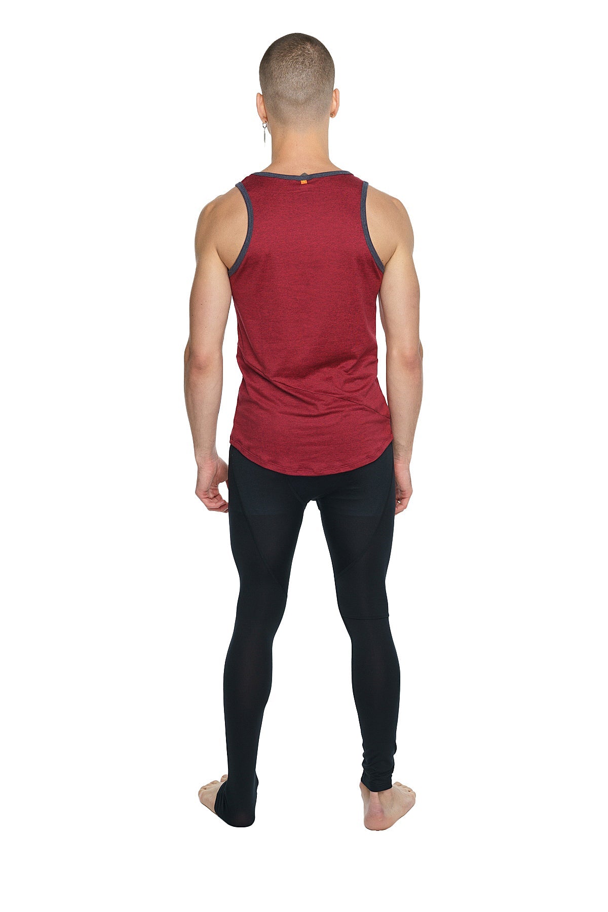 Red sleeveless tank top the perfect tank brick red with dark gray trim along the neckline and armholes