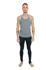 Gray heathered tank top with light gray trim in steel heather fabric ideal for casual and active wear