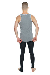 Gray heathered tank top with light gray trim made from soft breathable fabric for casual wear