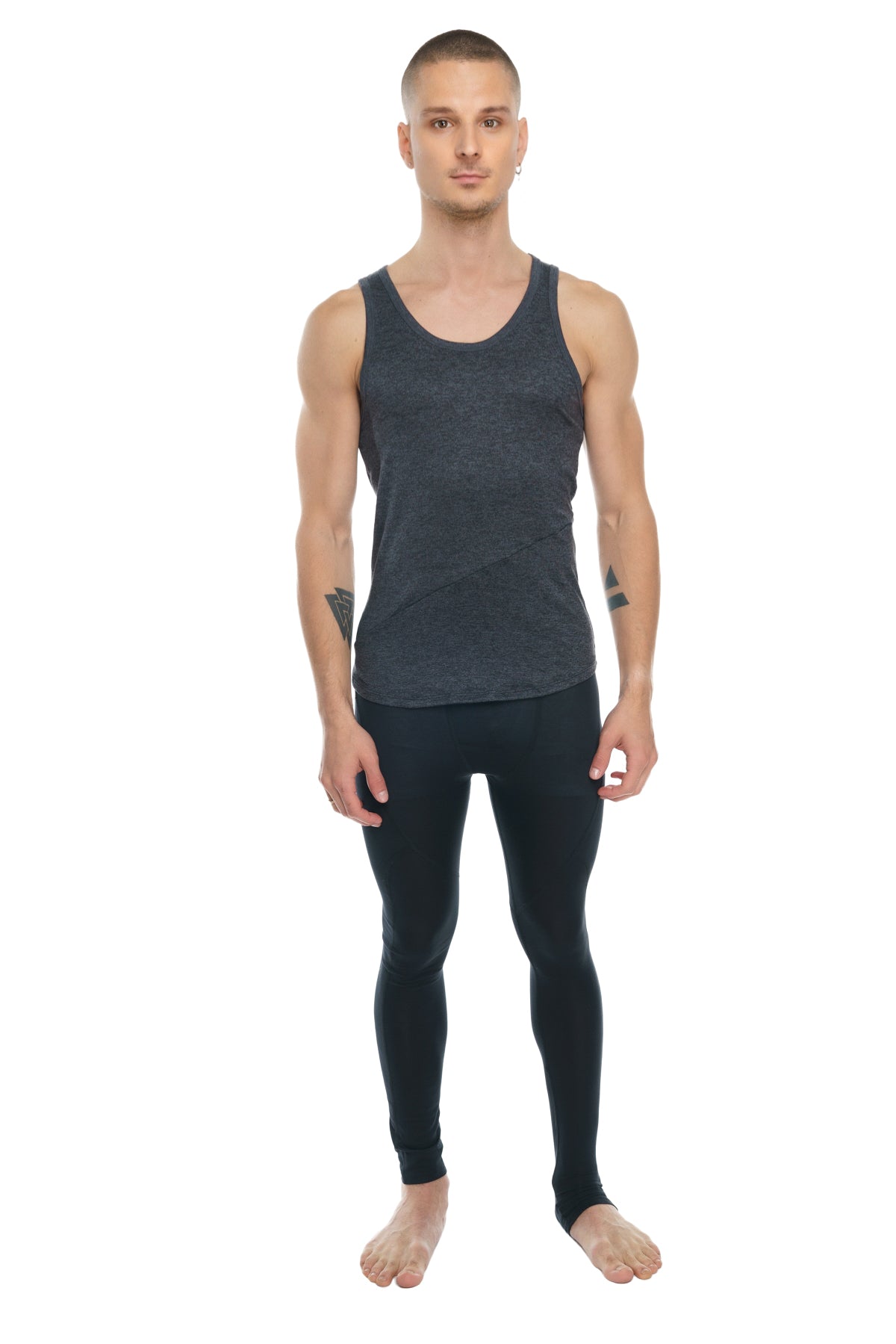Dark gray fitted tank top with subtle textured pattern made from soft breathable fabric perfect for casual wear