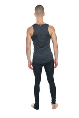 Dark gray fitted tank top with subtle texture and small orange tag at neckline the perfect tank charcoal heather