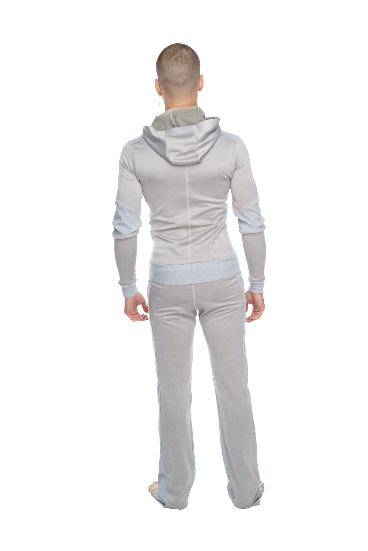 **Collection Hiver** Sweat à capuche de yoga croisé mi-lourd en polaire performante et luxueuse (Gris acier inoxydable)