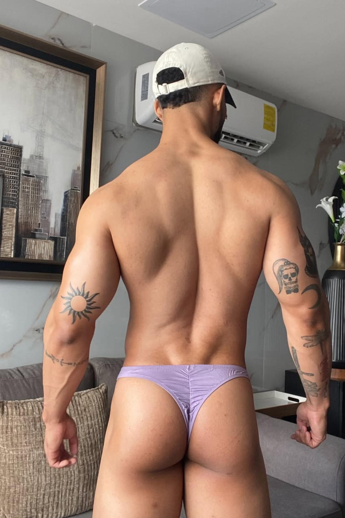 JJ Malibu Herren Premium Modal Scrunch-Back Tanga - Dusty Lavender