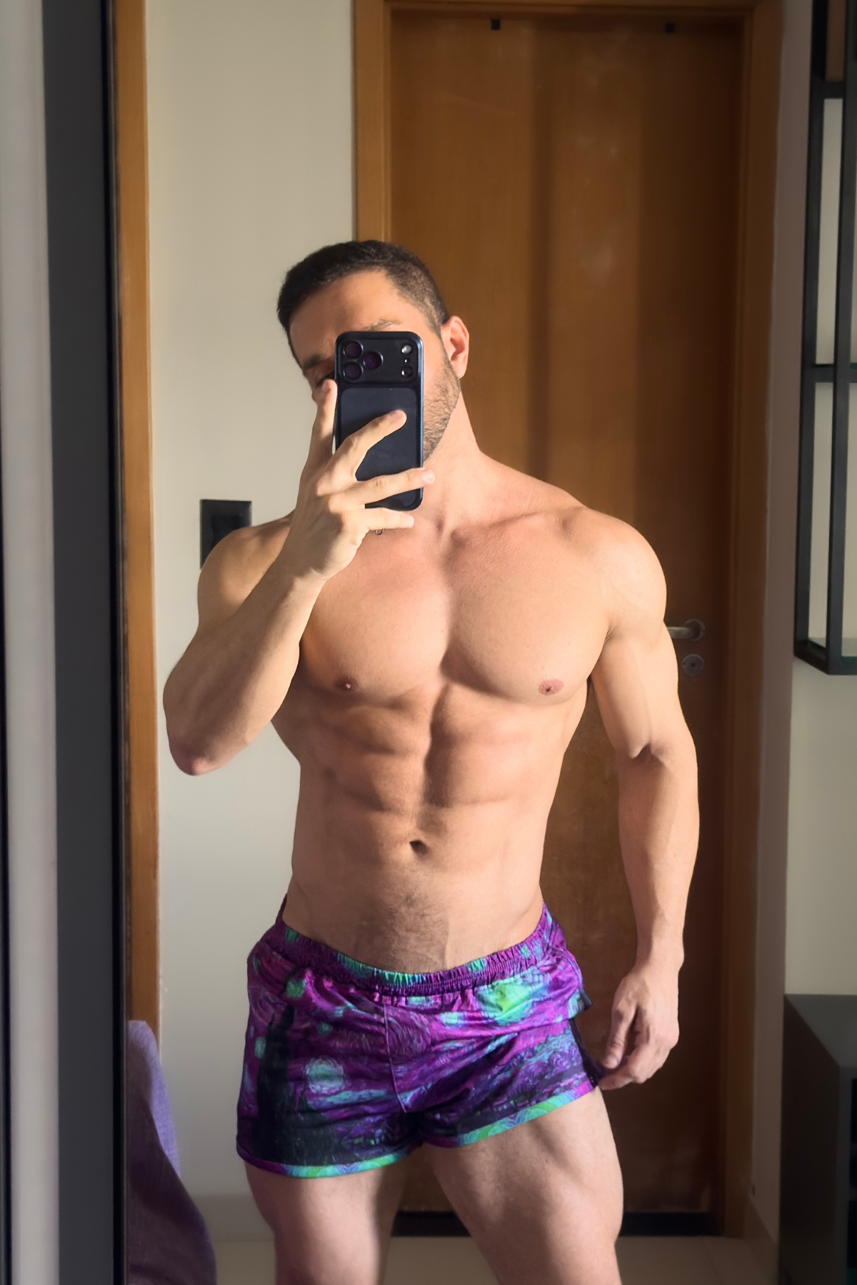 JJ Malibu Men's 2" Side Split Booty Shorts - Starry Night
