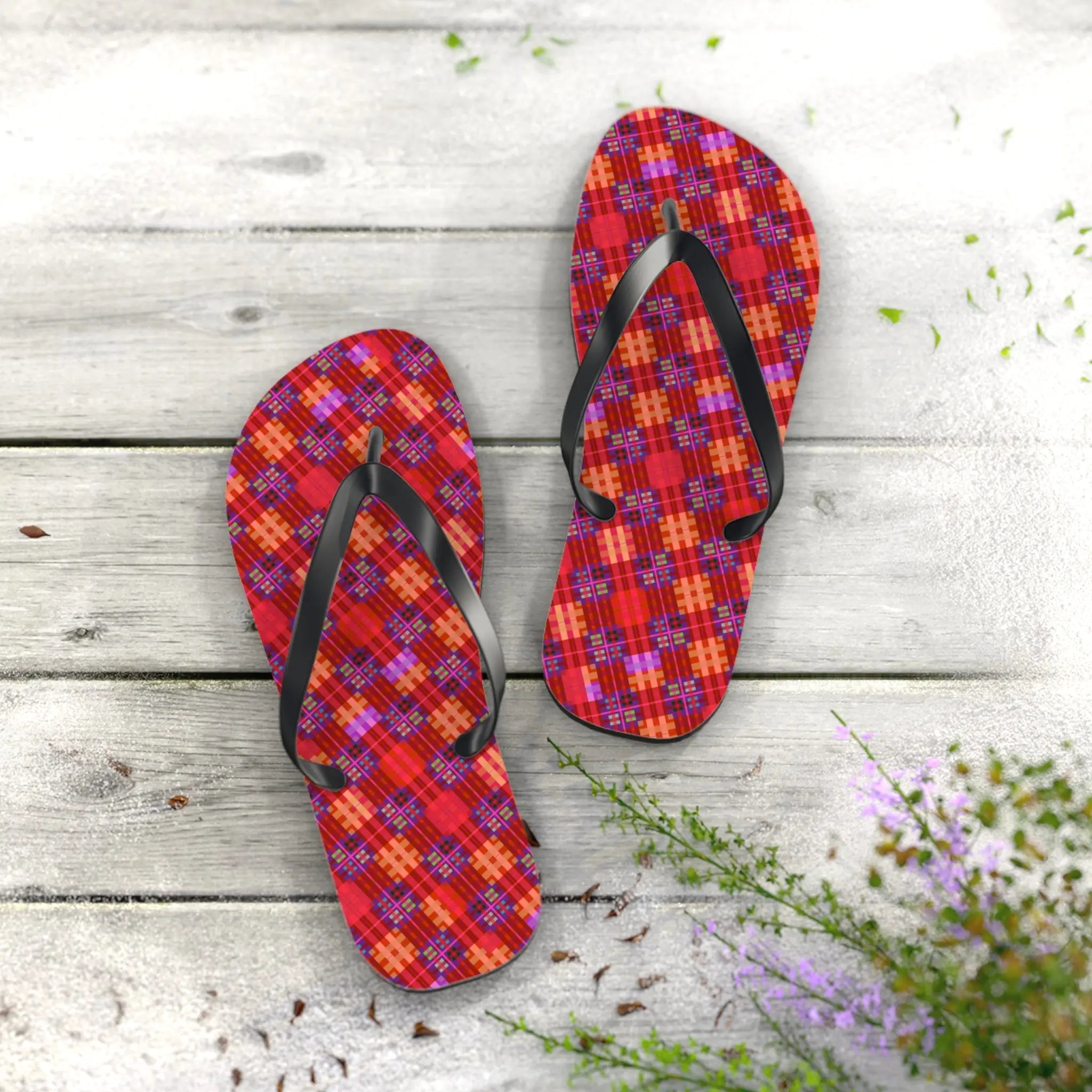 Maris Equi Men's Red Tartan Flip-Flops