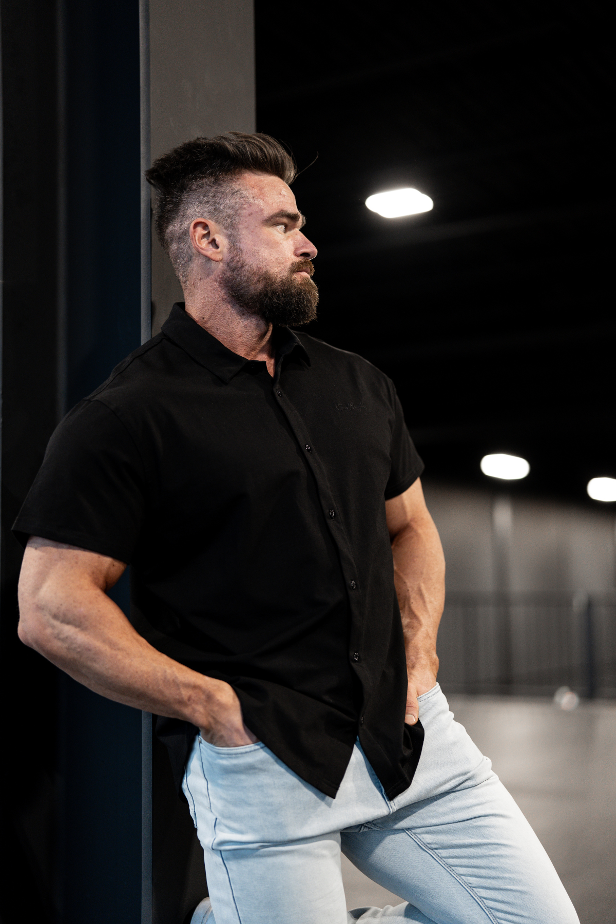Jed North Men's Muscle-Fit Stretch Short Sleeve Shirt - Onyx Black