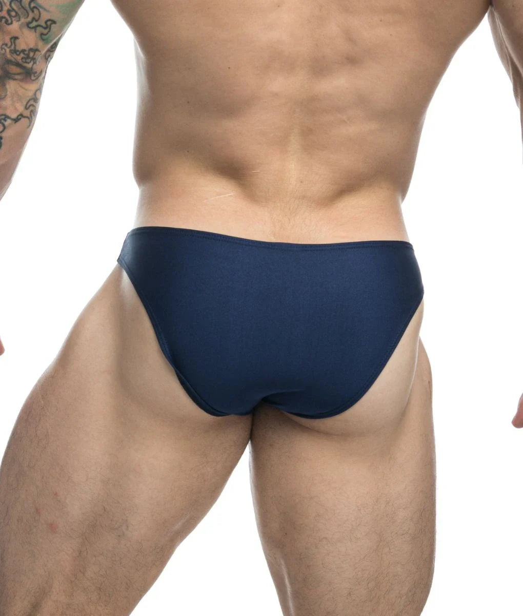 Navy blue cotton briefs for men from justin + simon classic mens bikini collection designed for everyday comfort