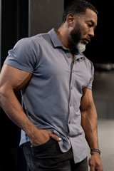 Jed North Men's Muscle-Fit Stretch Short Sleeve Shirt - Storm Gray