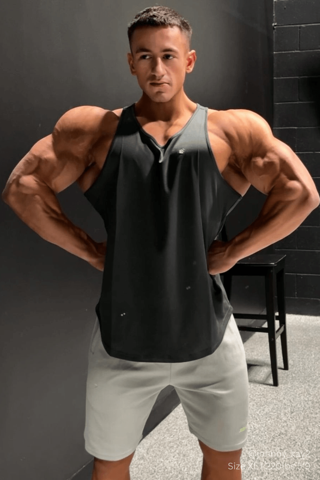 Jed North Herren schnelltrocknendes Bodybuilding-Workout-Stringer-Shirt – Anthrazit