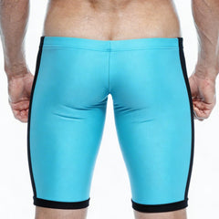 Metro male wear campus jammer turquoise 4904-09 sleek form-fitting turquoise and black swim trunks for active use