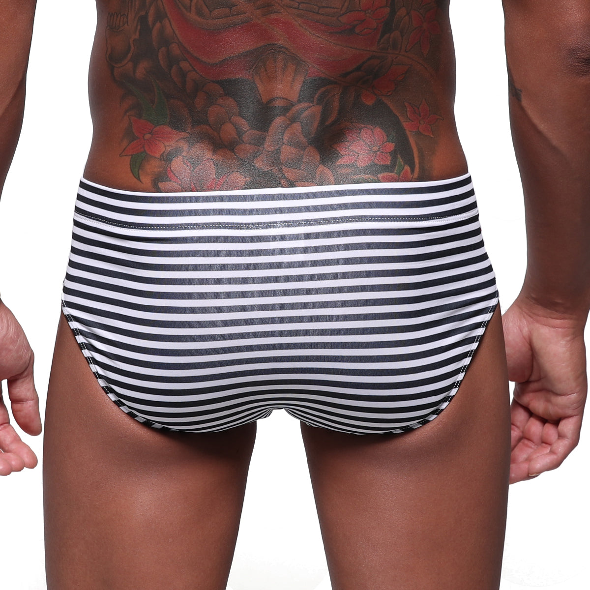MetroMaleWear STRIPE SWIM BRIEF BLACK 4928-03