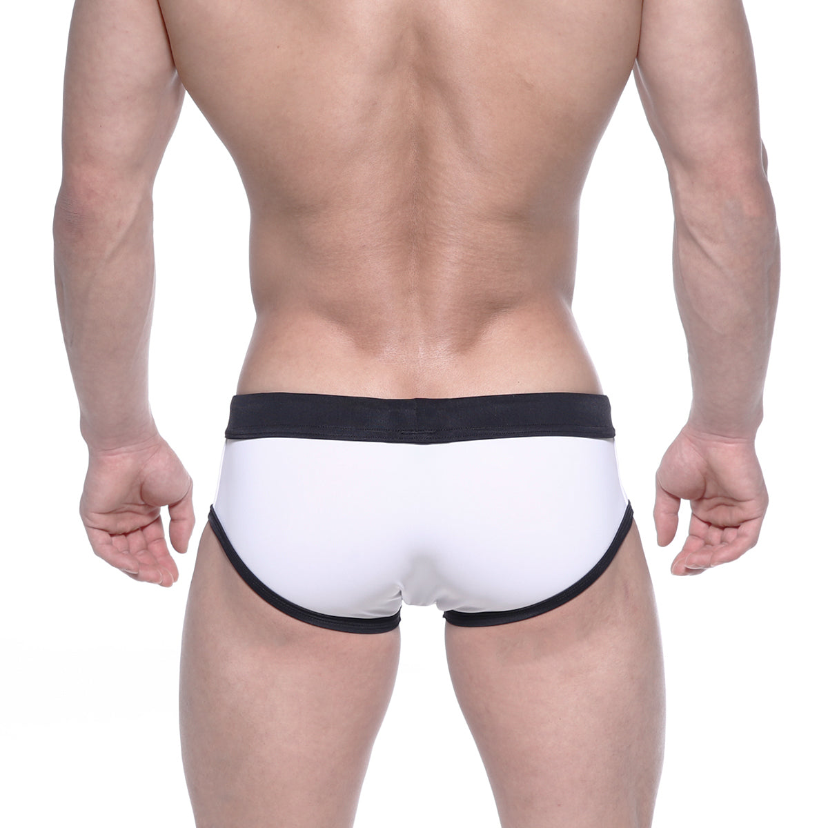Metro male wear dutch flag swim briefs white briefs with black trim elastic waistband for swimming and beachwear