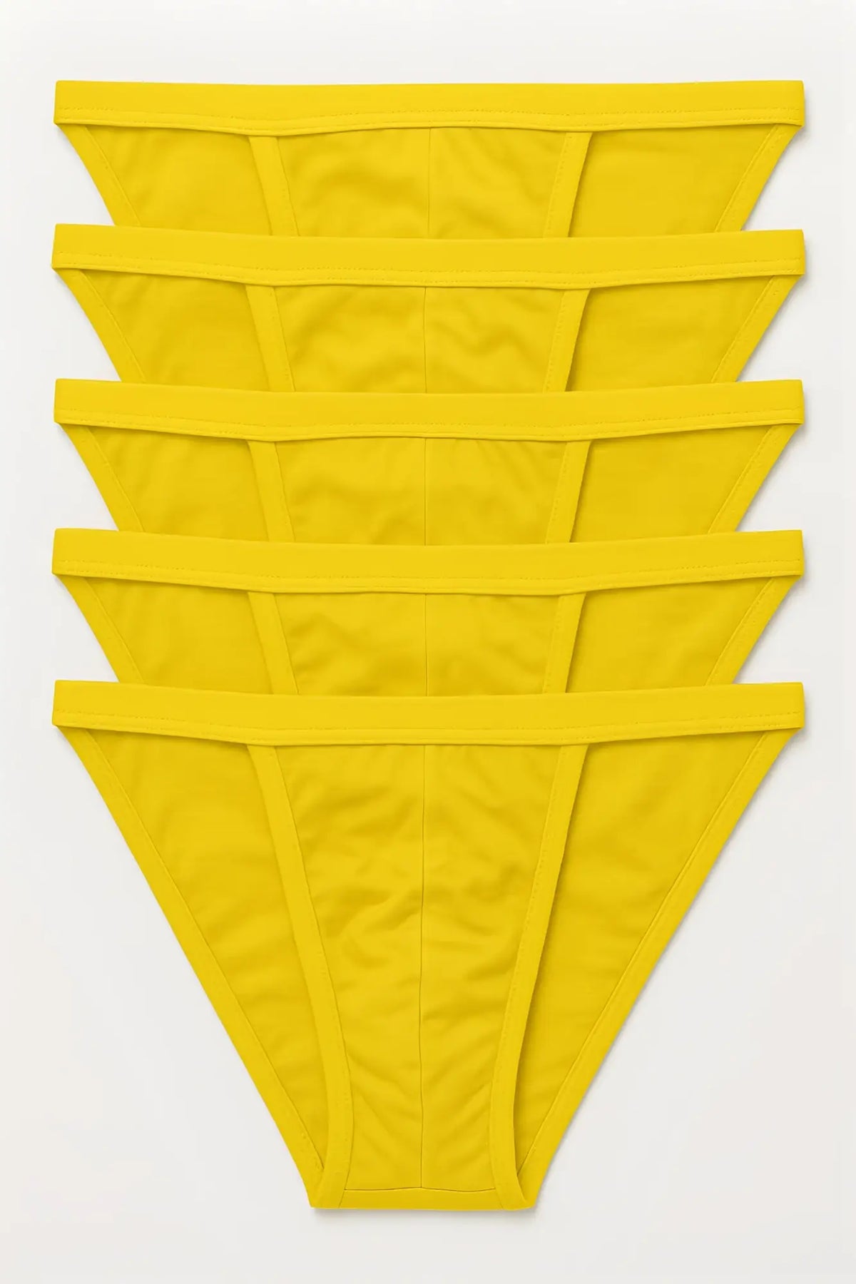 Bright yellow seamless thong underwear set 100% cotton from 5-pack contour cutaway bikini collection