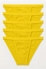 Bright yellow seamless thong underwear set 100% cotton from 5-pack contour cutaway bikini collection