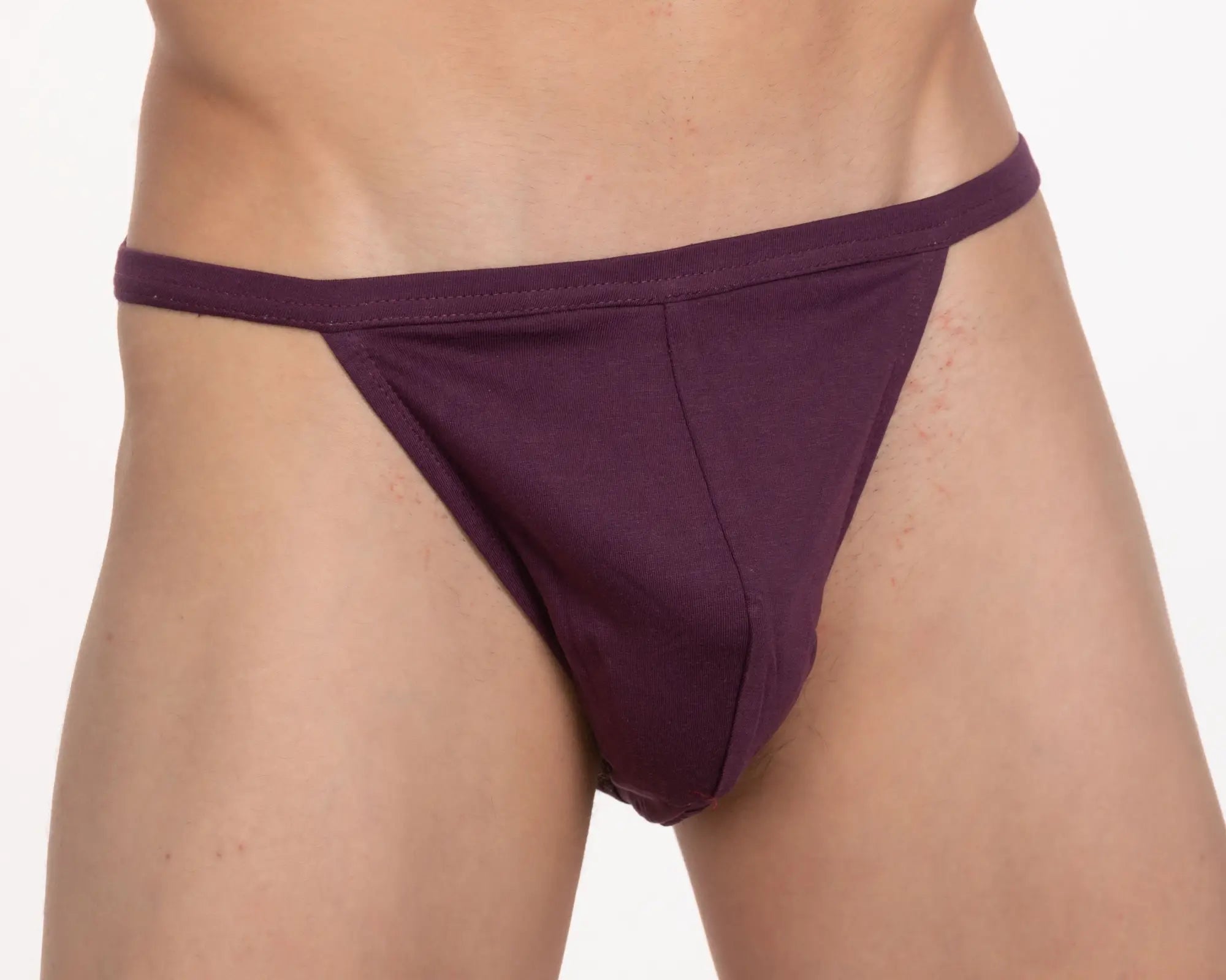Purple thong made of smooth stretchy fabric from 5-pack contour cutaway bikini 100 percent cotton collection