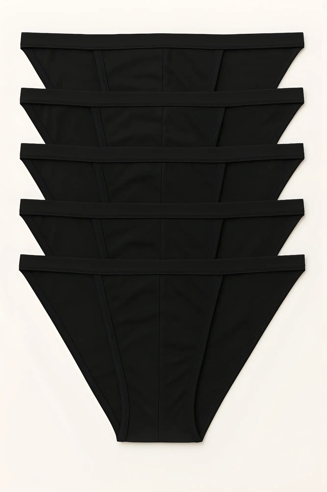 Set of five black seamless briefs 5 pack contour cutaway bikini made of 100 percent cotton for everyday comfort