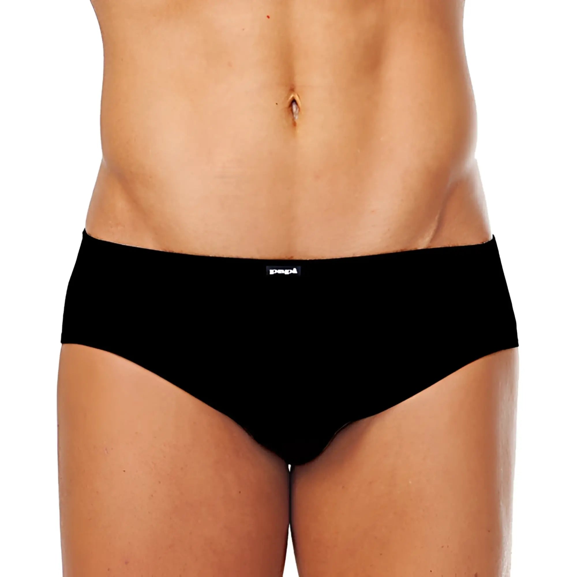 Black briefs with sleek design and pepl logo on waistband from 5 pack papi assorted low rise underwear size m