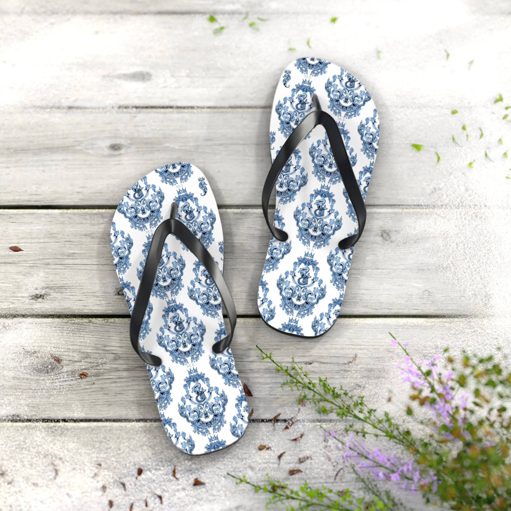Maris Equi Herren-Flip-Flops in Blau mit Barockmuster