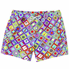 Maris Equi Retro Mod Geometrische Rauten-Badeshorts für Herren