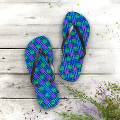 Maris Equi Herren-Flip-Flops mit blauem Schottenkaro