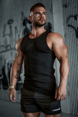 Jed North Herren Rippstrick-Muskelshirt - Schwarz