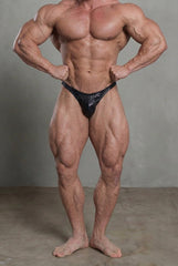 Jed North Bodybuilding-Posing-Hose für Herren – Schwarz Metallic Krokodil-Optik