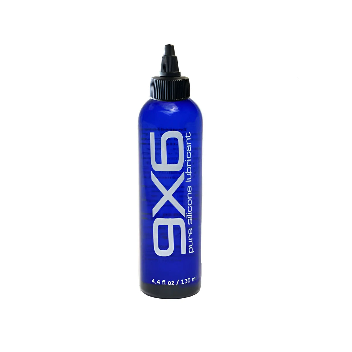 A sleek blue bottle of axe pure silicone lubricant with black screw-on cap and white lettering for 9X6 LUBE