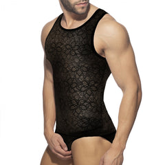Black lace tank top flowery lace tank with intricate floral patterns and fitted design for stylish wear