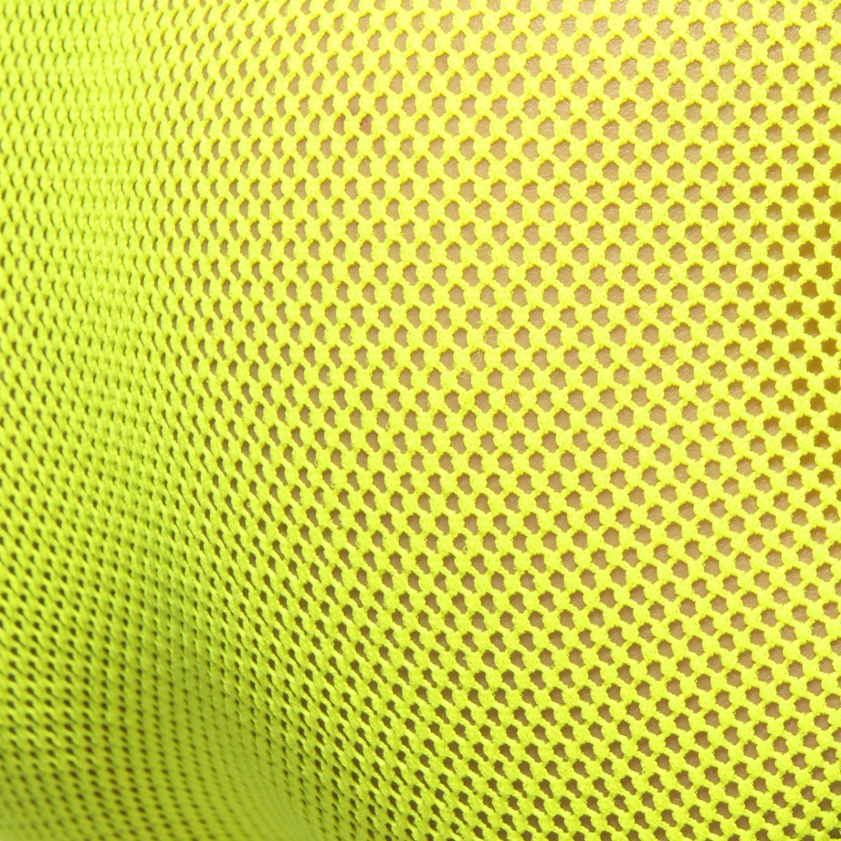 Fever mesh brief made of bright neon yellow breathable mesh fabric with a consistent hexagonal pattern
