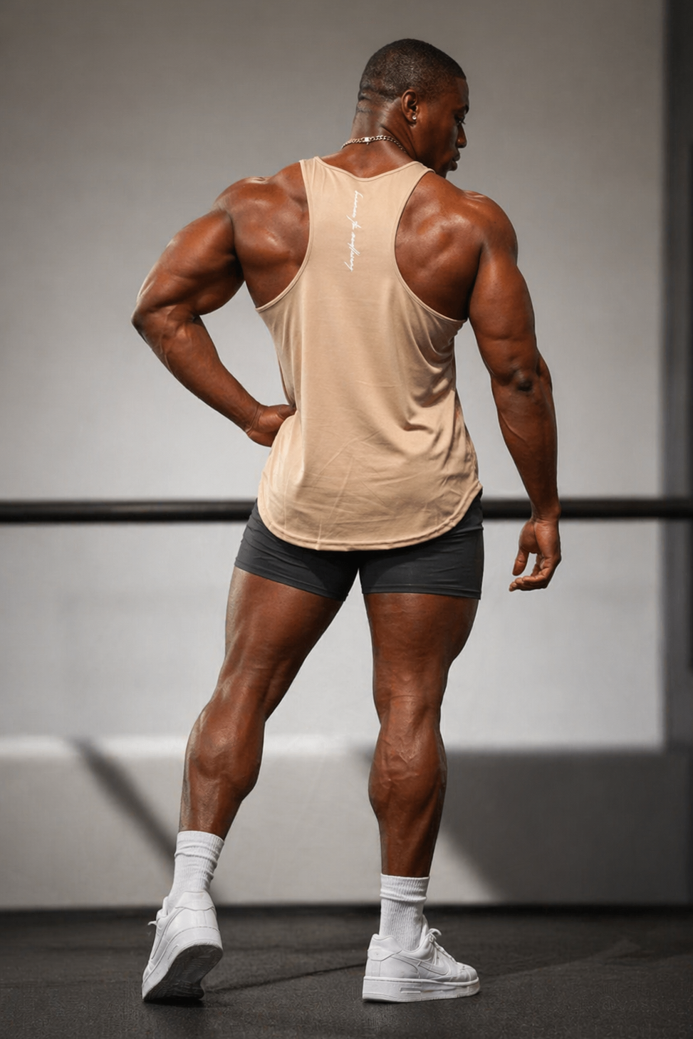 Jed North Herren Schnelltrocknendes Bodybuilding-Workout-Stringer - Khaki