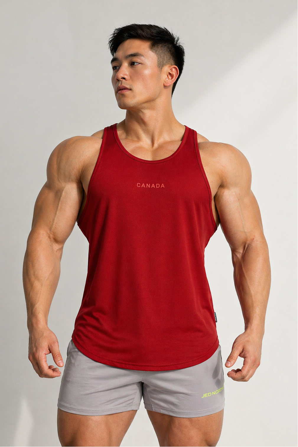 Jed North Herren Fast-Dry Bodybuilding Workout Stringer - Kastanienbraun mit Kanada-Logo