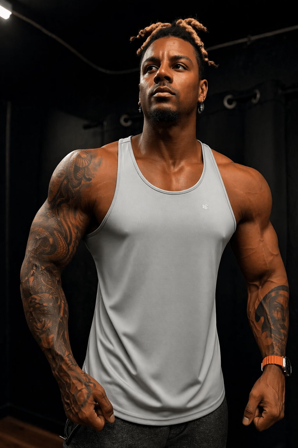 Jed North Herren schnelltrocknendes Bodybuilding-Workout-Stringer-Shirt - Silber