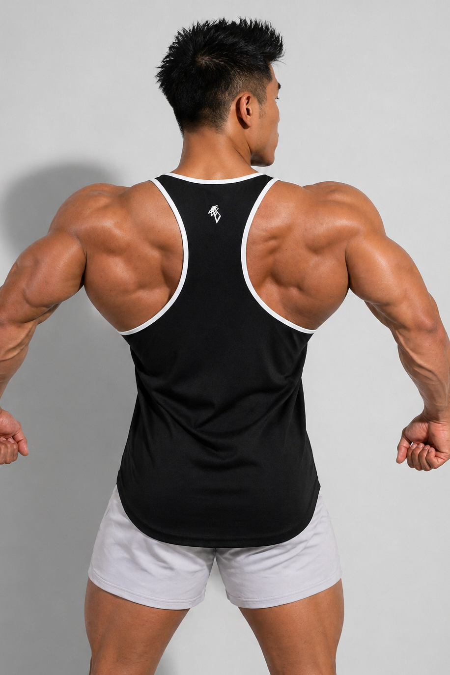 Débardeur de musculation à séchage rapide pour homme Jed North - Noir avec bordure blanche