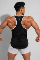 Débardeur de musculation à séchage rapide pour homme Jed North - Noir avec bordure blanche