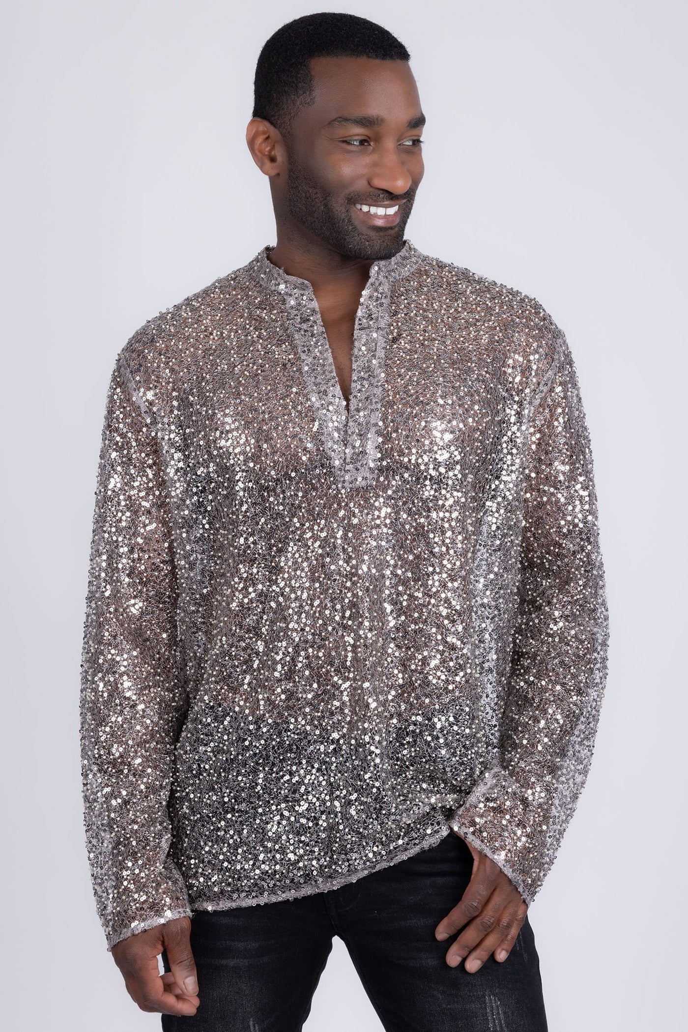 Chemise à manches longues à sequins Chella pour homme Barabas - Beige