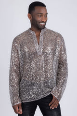 Chemise à manches longues à sequins Chella pour homme Barabas - Beige