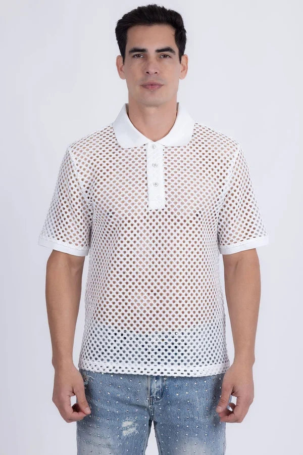 Barabas Men's Glintform Mesh Polo Shirt