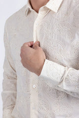 Chemise à manches longues brodée Hedged pour homme de Barabas