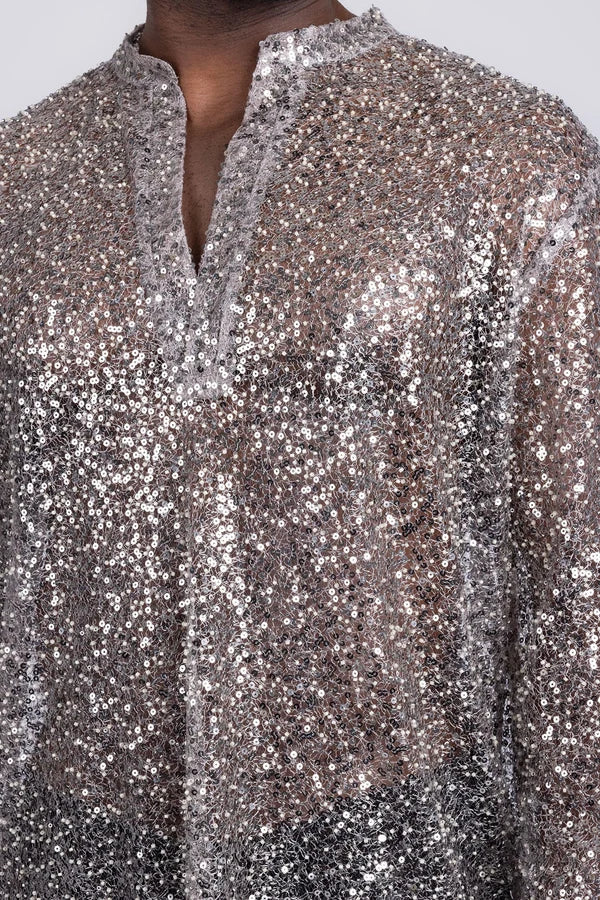 Chemise à manches longues à sequins Chella pour homme Barabas - Beige