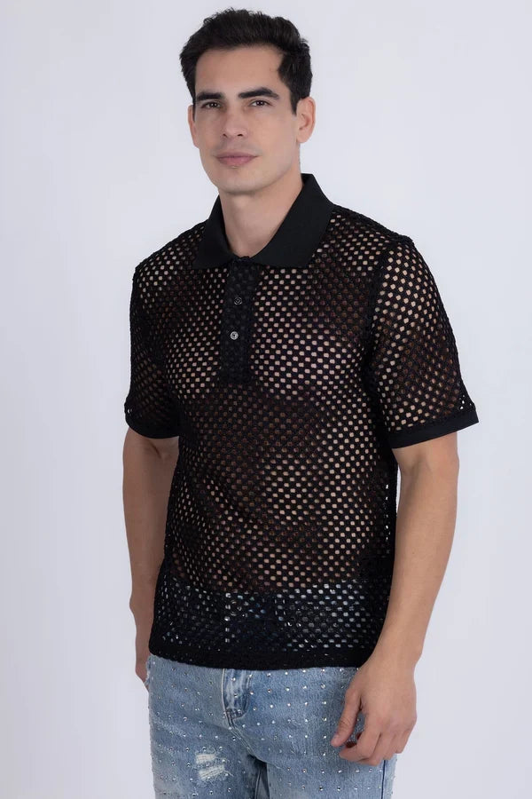 Barabas Men's Glintform Mesh Polo Shirt